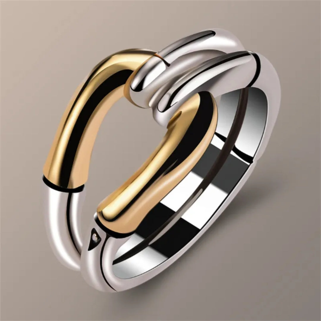 Chic vintage gold and silver braided ring - Fride