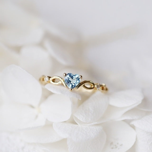Elegant Silver and Gold Ring with Inlaid Sparkling Heart - Reese