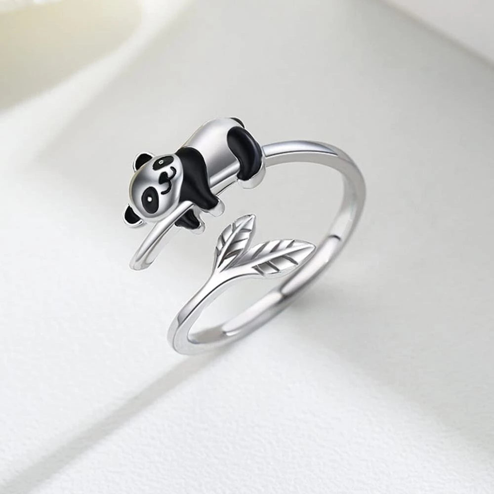 Adorable Adjustable Ring in 925 Sterling Silver with Panda Design - Soren