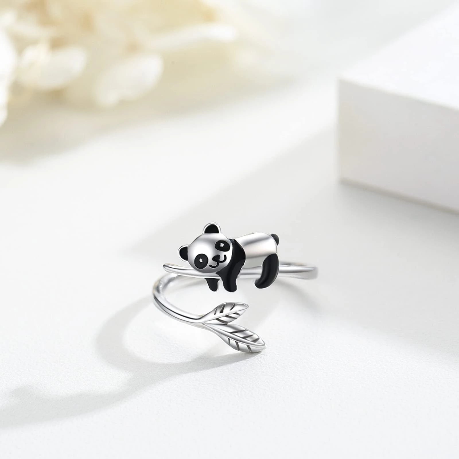 Adorable Adjustable Ring in 925 Sterling Silver with Panda Design - Soren