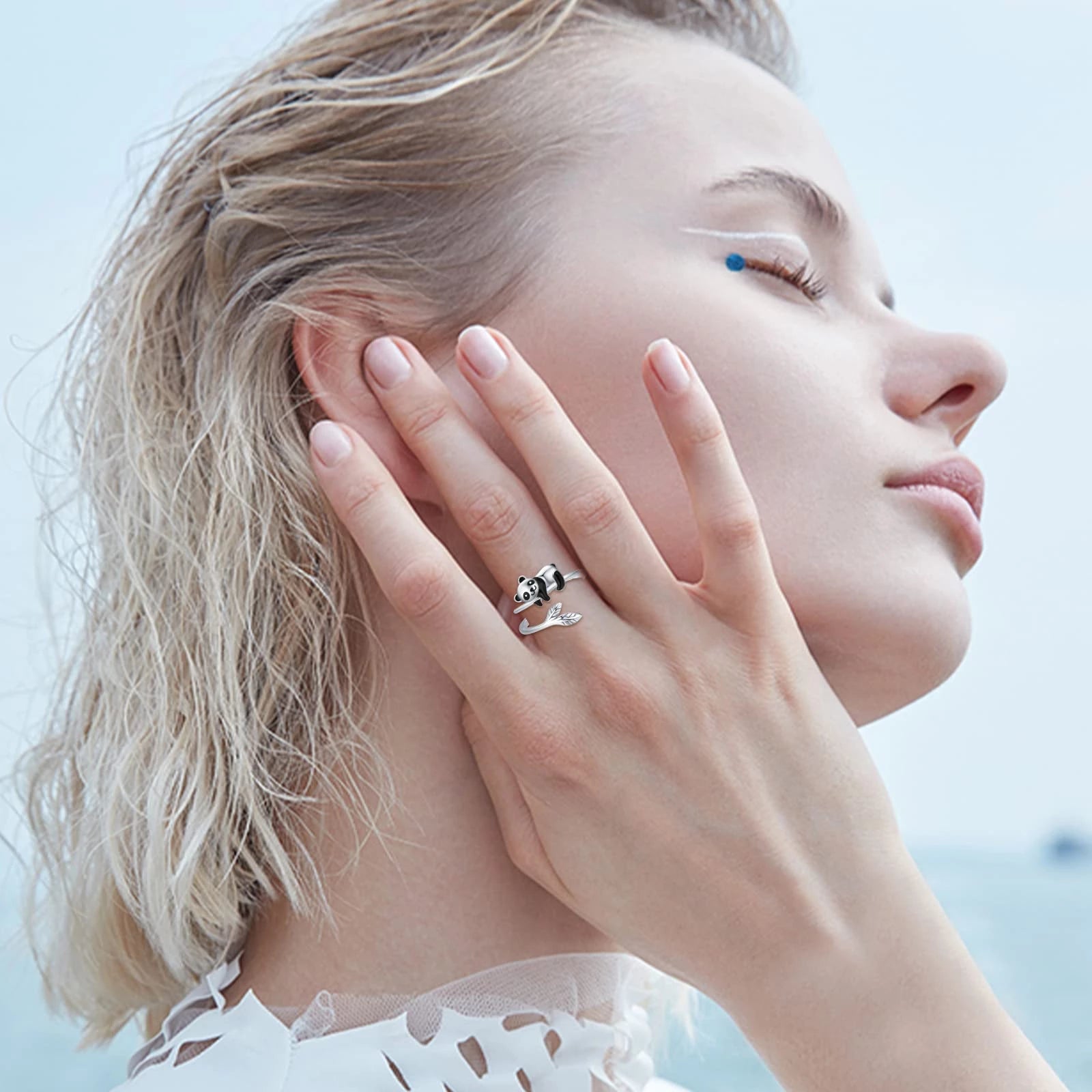 Adorable Adjustable Ring in 925 Sterling Silver with Panda Design - Soren