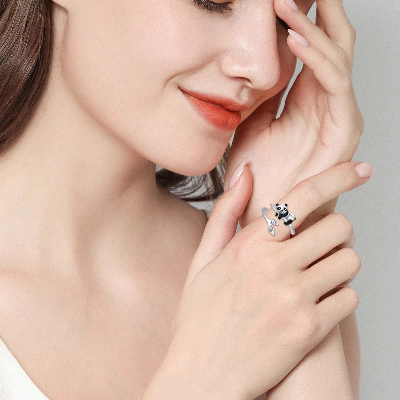 Adorable Adjustable Ring in 925 Sterling Silver with Panda Design - Soren