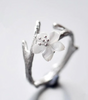 925 Sterling Silver Adjustable Ring with Elegant White Petal - Ester