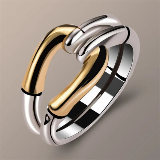 Chic vintage gold and silver braided ring - Fride