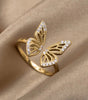 Dazzling Gold Adjustable Butterfly Ring with Sparkling Zircons - Velten