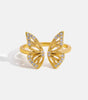 Dazzling Gold Adjustable Butterfly Ring with Sparkling Zircons - Velten