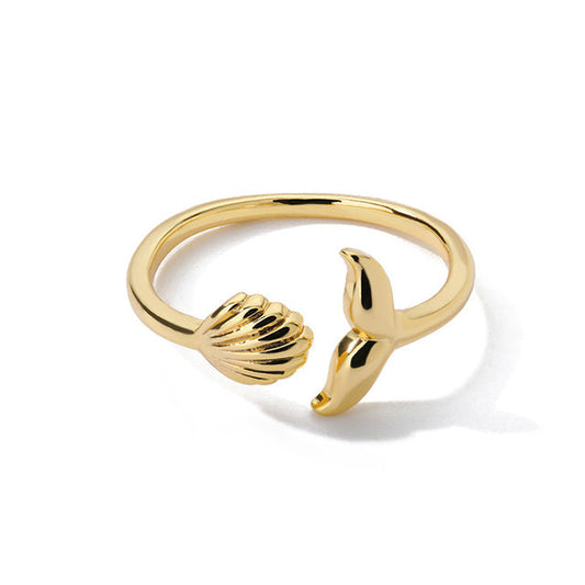 Adjustable Dazzling Siren Ring with Gold Shell - Jørdis