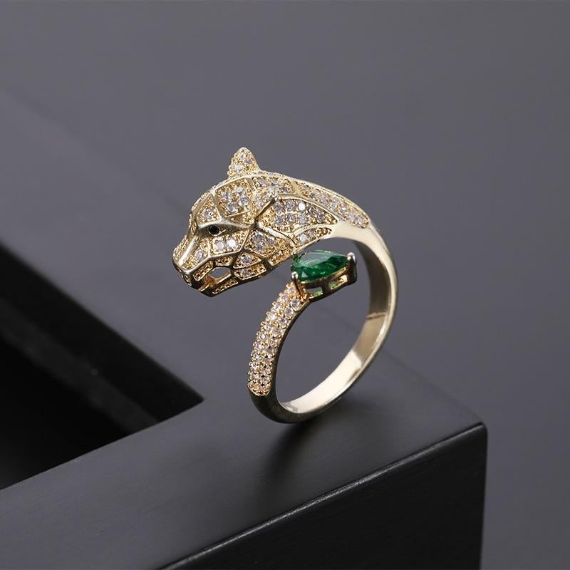 Adjustable Leopard Design Ring with Full Zirconia Radiance - Toril