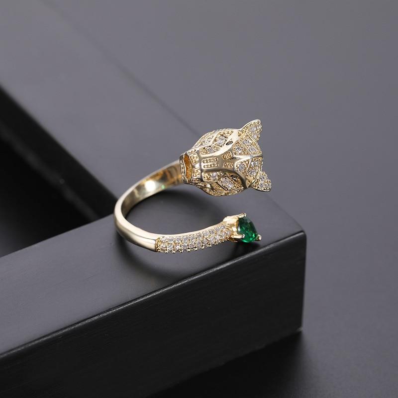 Adjustable Leopard Design Ring with Full Zirconia Radiance - Toril