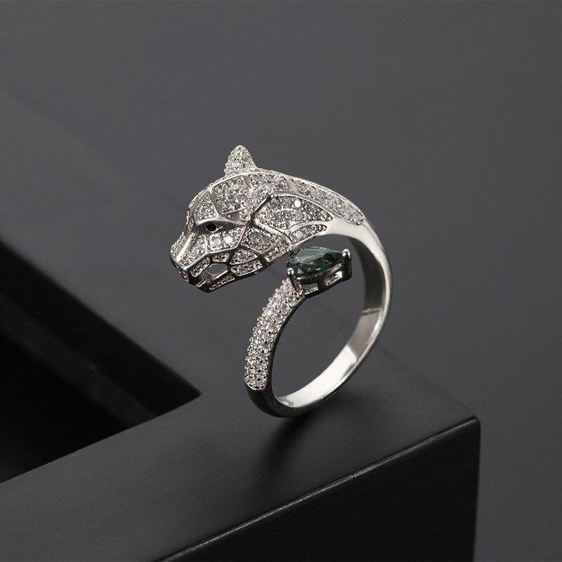 Adjustable Leopard Design Ring with Full Zirconia Radiance - Toril