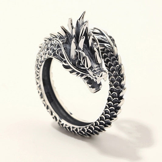 Adjustable Ring in Silver 925 Dragon Style - Rendahl