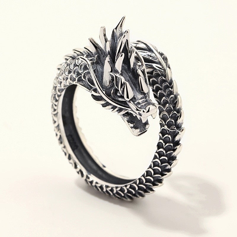 Adjustable Ring in Silver 925 Dragon Style - Rendahl