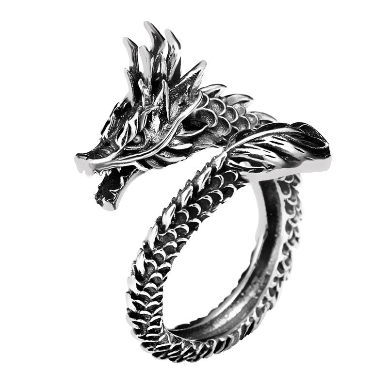 Adjustable Ring in Silver 925 Dragon Style - Rendahl
