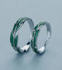 Dazzling Adjustable Silver Ring with Artistic Green Leaves - Hallum