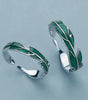 Dazzling Adjustable Silver Ring with Artistic Green Leaves - Hallum