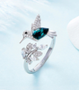 Sterling Silver Adjustable Ring with Elegant Blue Zirconia - Selma
