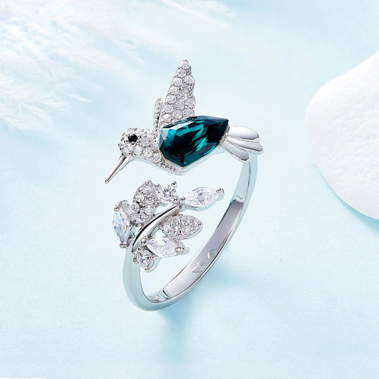 Sterling Silver Adjustable Ring with Elegant Blue Zirconia - Selma