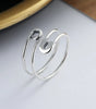 Elegantly Designed Adjustable Silver Ring with Innovative Clip - Meloy