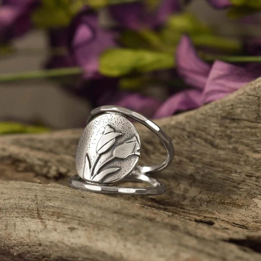 Elegant Pink Boho Silver Ring - Beate