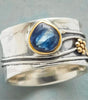 Dazzling Silver Bohemian Ring with Blue Stone - Lillian