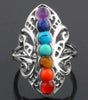 Adjustable Silver Boho Ring with Stones - Tina