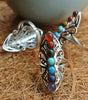 Adjustable Silver Boho Ring with Stones - Tina