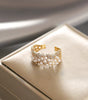 Adjustable Gold Ring in Sparkling Pearls - Taylor
