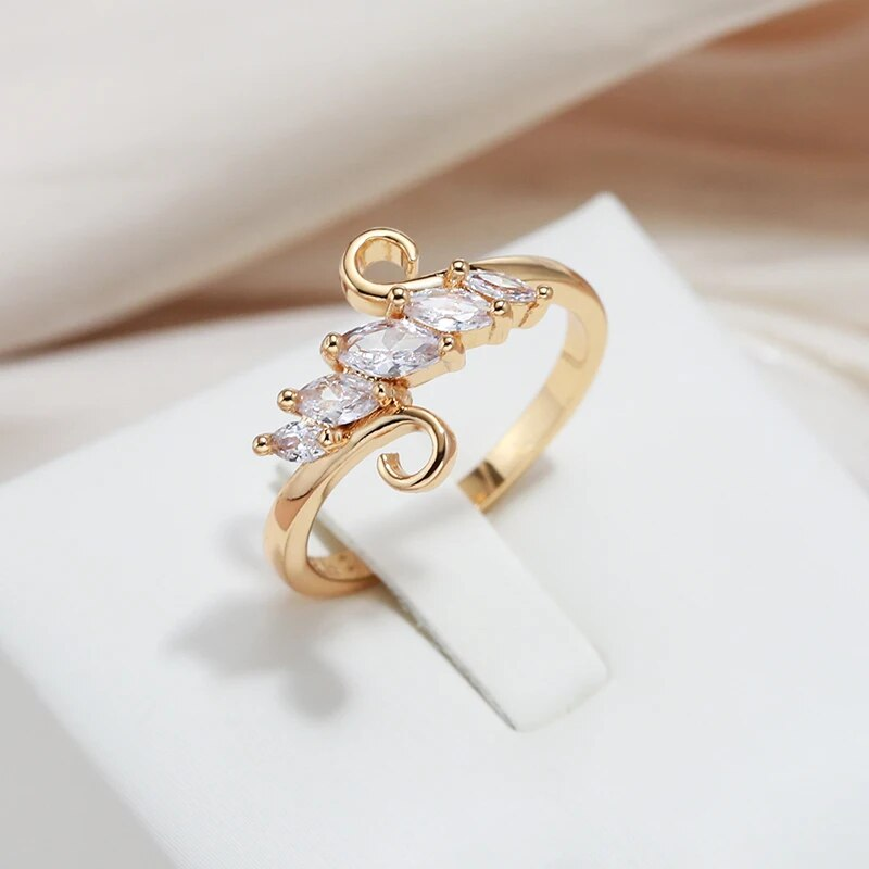 Gold Ring Adorned with Dazzling Crystals - Sabrina