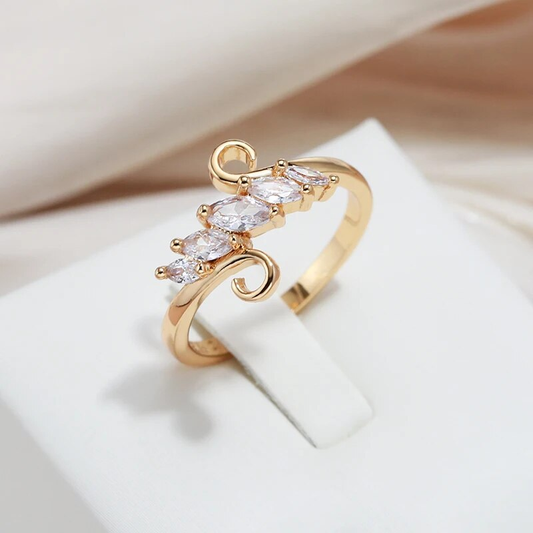 Gold Ring Adorned with Dazzling Crystals - Sabrina