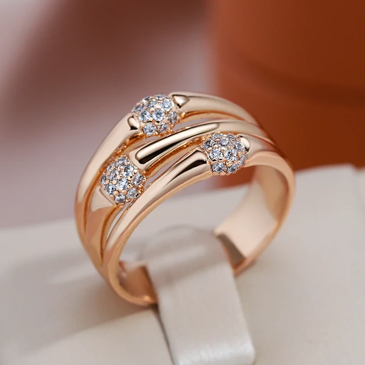 Chic Ring with Sparkling Gold Spheres - Ivanne