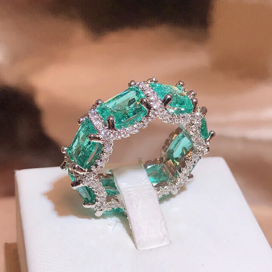 Sparkling Turquoise Crystal Chic Ring - Telside