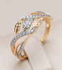 Sparkling Gold Leaf Chic Ring - Emma