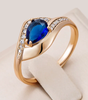 Chic Gold Ring with Dazzling Blue Crystal -Randi