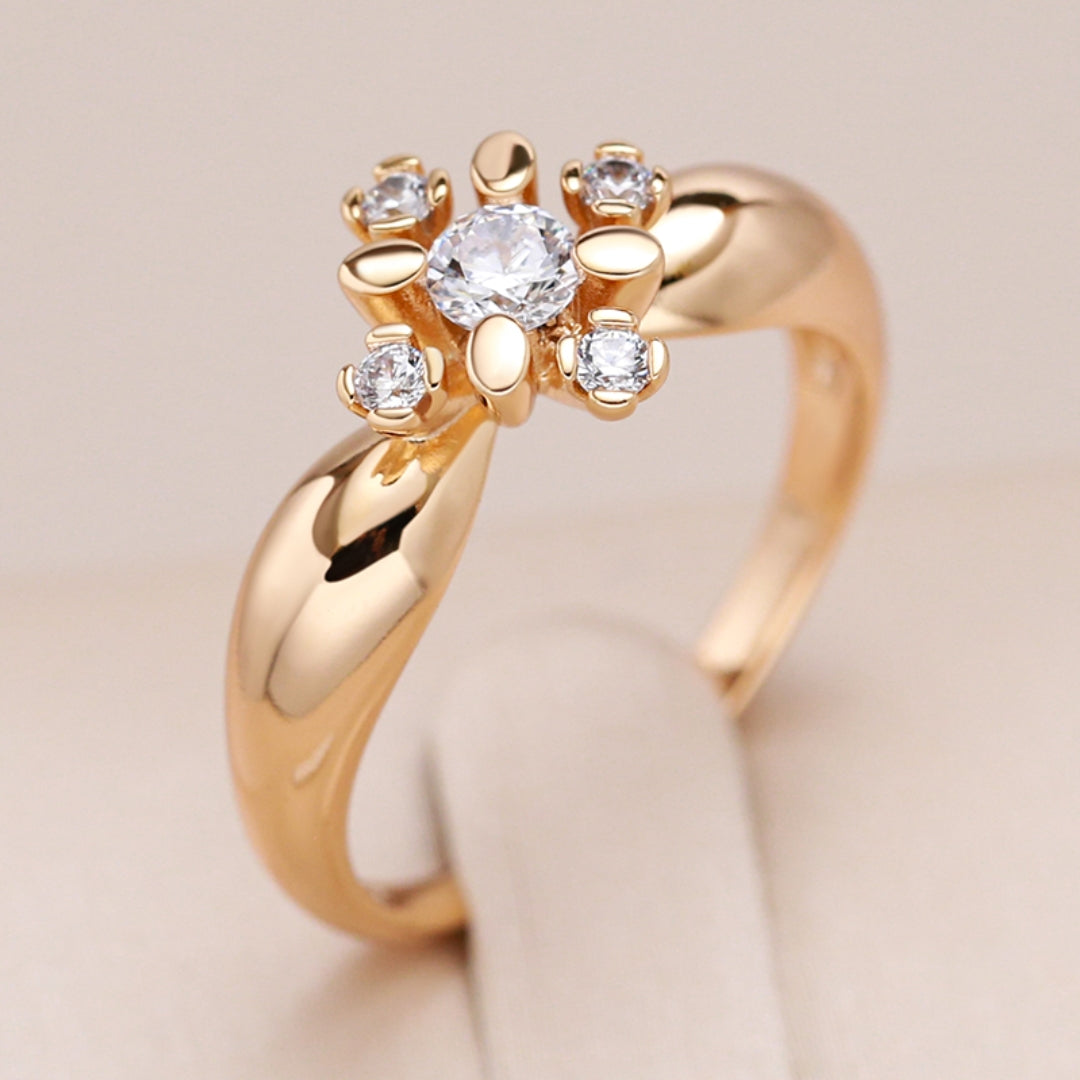Dazzling Gold-Plated Chic Ring with Sparkling Zirconias - Annika