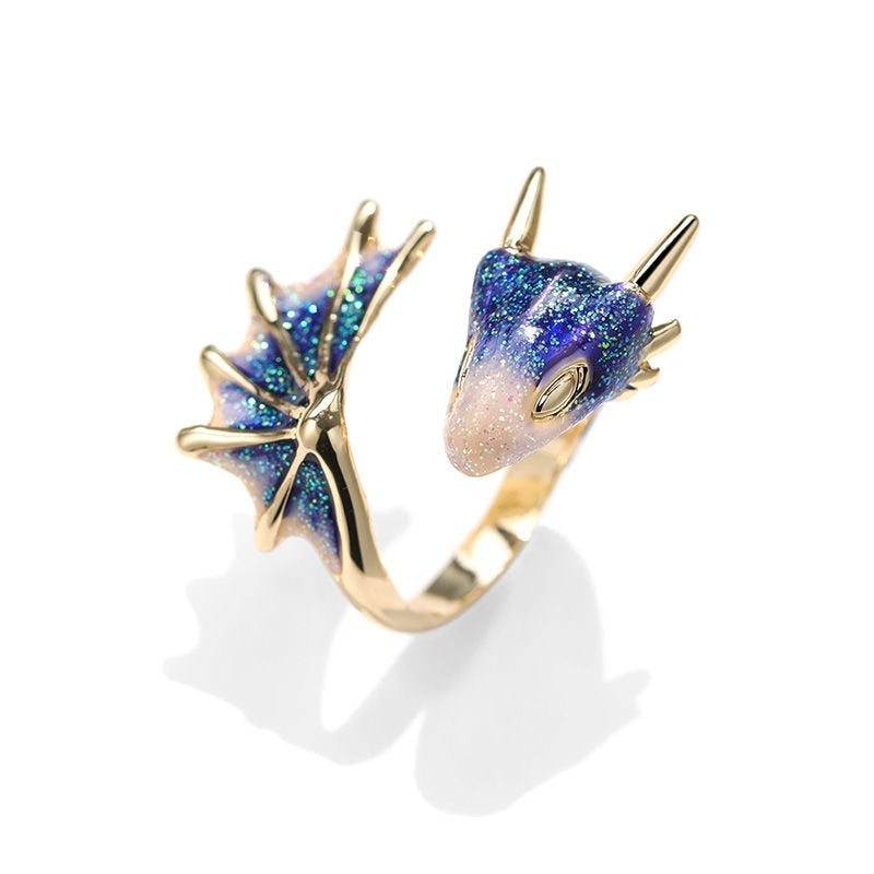 Adjustable Dragon Ring with Hand-Painted Enamel - Eirin