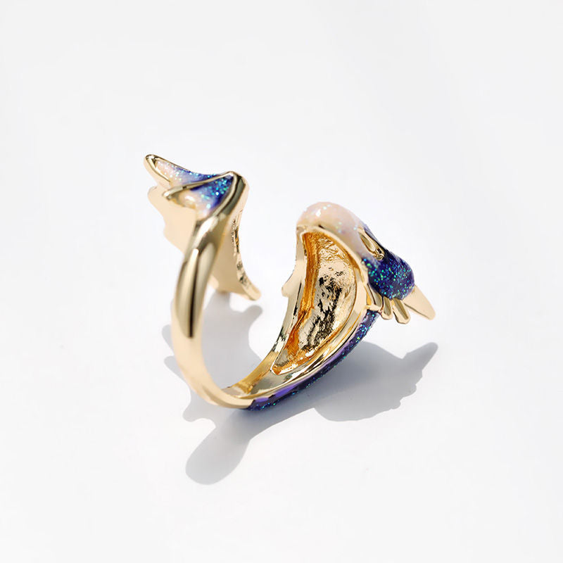 Adjustable Dragon Ring with Hand-Painted Enamel - Eirin
