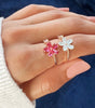 Dazzling Gold Ring with Adjustable Zirconium Petals - Helga
