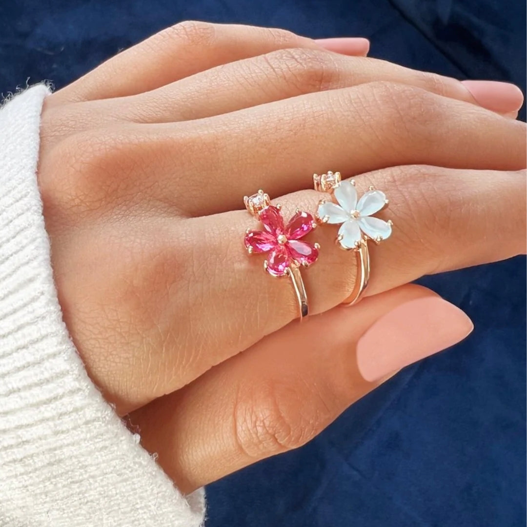 Dazzling Gold Ring with Adjustable Zirconium Petals - Helga