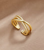 Golden Radiant Cross Ring - Frida
