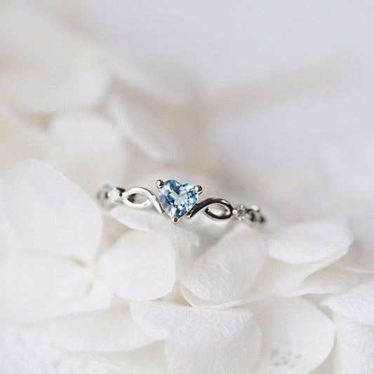 Elegant Silver and Gold Ring with Inlaid Sparkling Heart - Reese