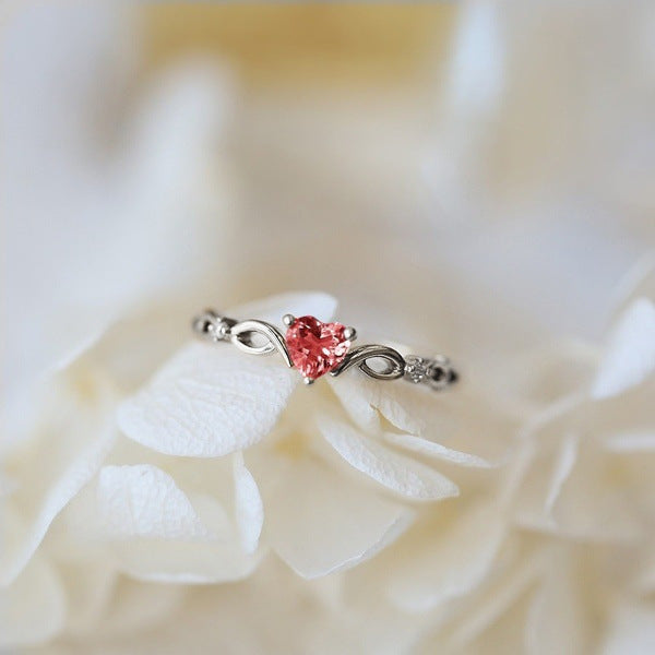 Elegant Silver and Gold Ring with Inlaid Sparkling Heart - Reese