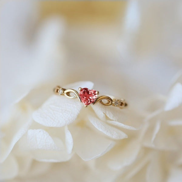 Elegant Silver and Gold Ring with Inlaid Sparkling Heart - Reese
