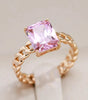 Elegant Gold Ring with Dazzling Pink Crystal - Linda
