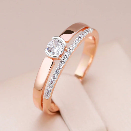 Elegant Gold Ring with Brilliant Zirconia - Edith