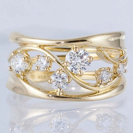 Elegant Gold-Plated Ring with Zirconium Sparkle - Sandra