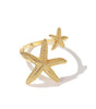 Adjustable and Dazzling Silver and Gold Starfish Ring - Rakel