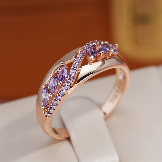 Refined Gold Ring with Dazzling Purple Accent - Yolande