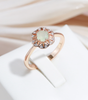Refined Gold Ring with Green Crystal Sparkle and Brilliant Zirconia - Nesset