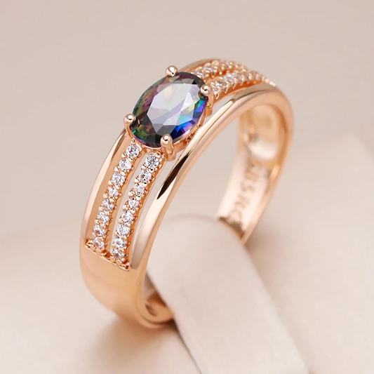 Refined Multicolored Zircon Ring for Unique Radiance - Sakina