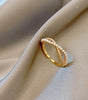 Dazzling Adjustable Braided Gold Ring with Pearls and Zirconium - Victoria